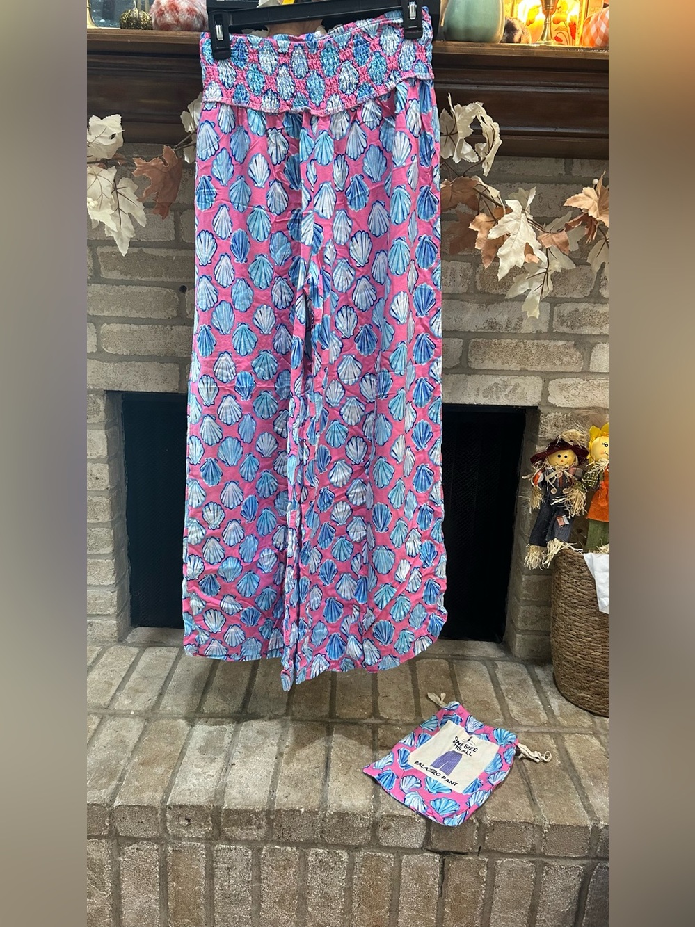Simply Southern Pink and Blue Seashell Maxi Skirt EUC